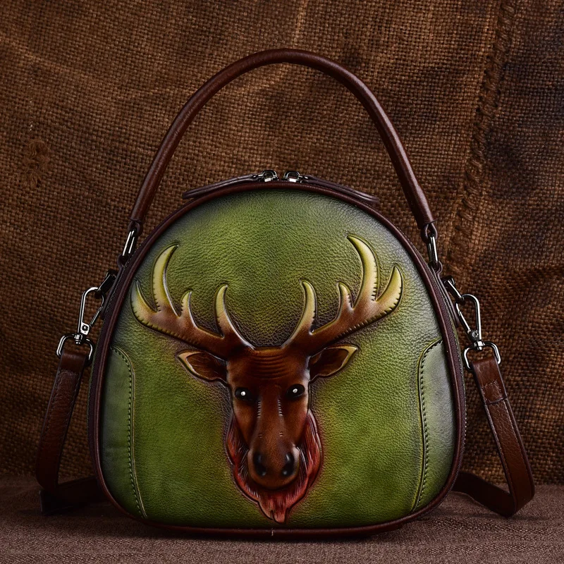 Original first-layer cowhide bag classic women's bag European and American vintage lady handbag one-shoulder stiletto bag purses
