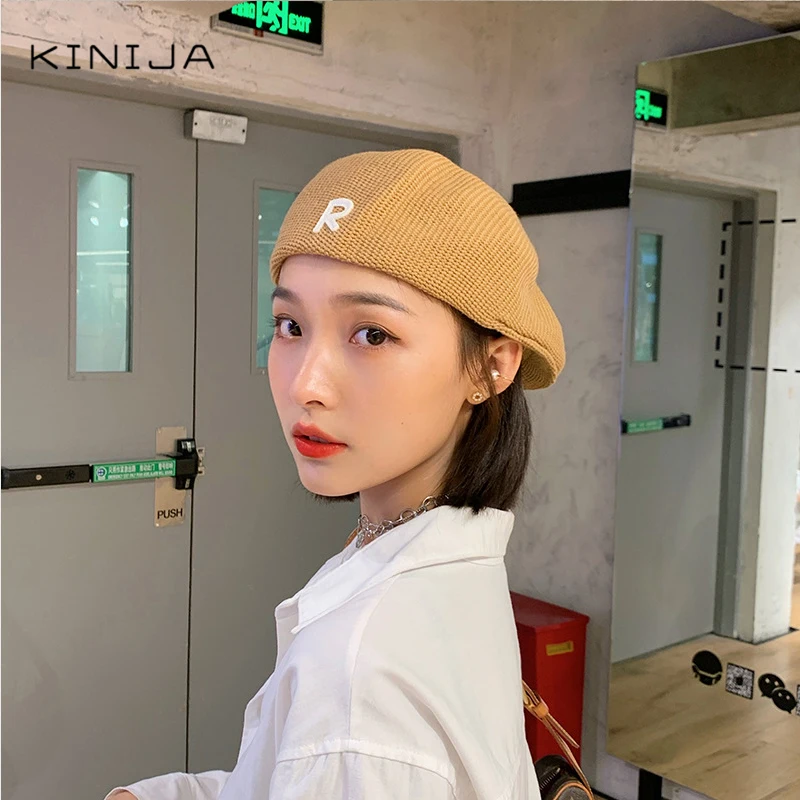 Осенний Новый вязаный берет в британском ретро стиле унисекс корейская мода