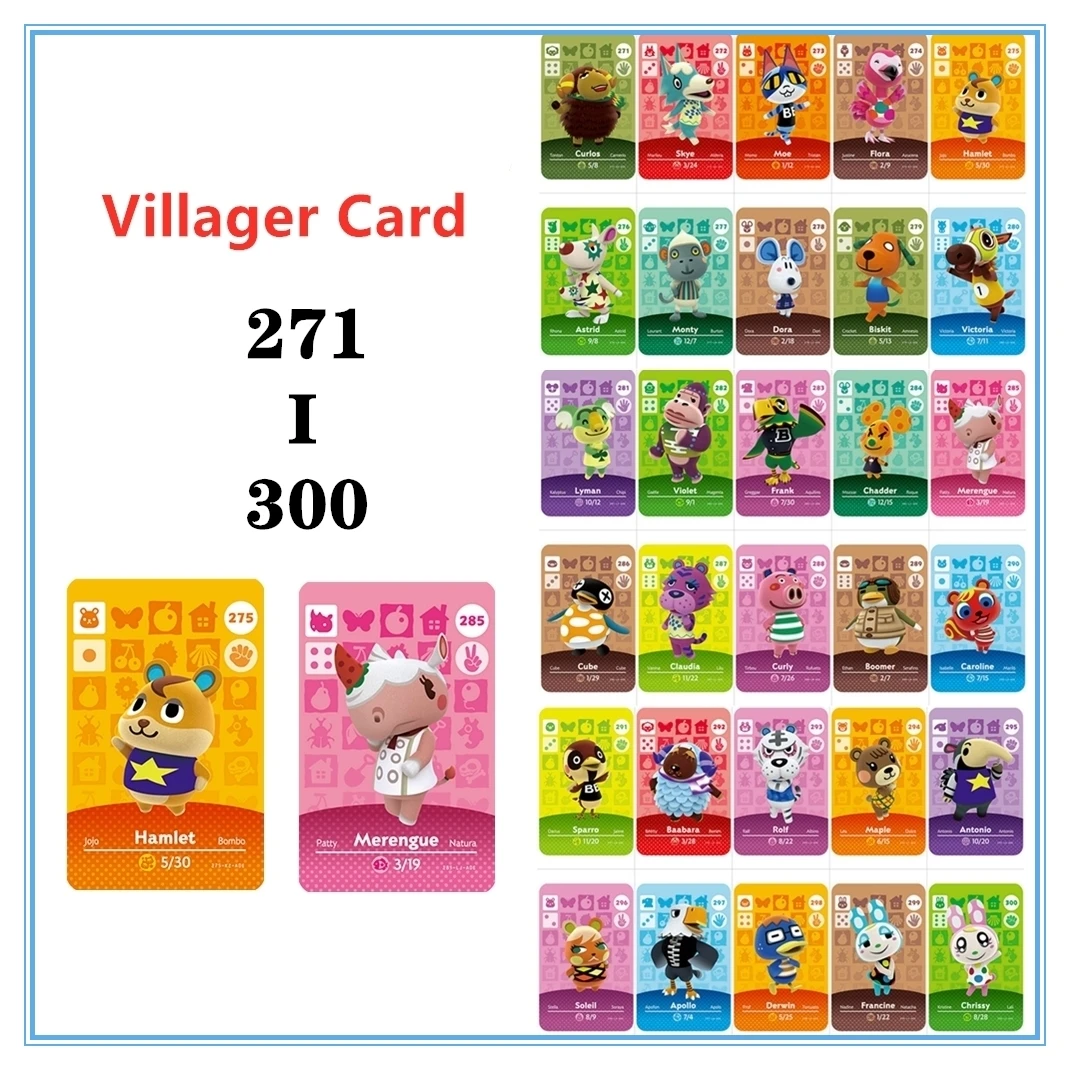 

Series 3 (271-300) ACNH Animal Merengue Cube Apollo Rolf Maple Chrissy NFC Villagers Croxxing Game Card NS Switch WiiU