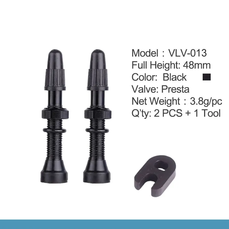 48mm Black 1 Pair Deemount 2 шт. бескамерные велосипедные шины Presta клапан 48 мм сплав стволовых латунный сердечник для горных шоссейных велосипедов W/cap& Tool - Цвет: 48mm Black 1 Pair