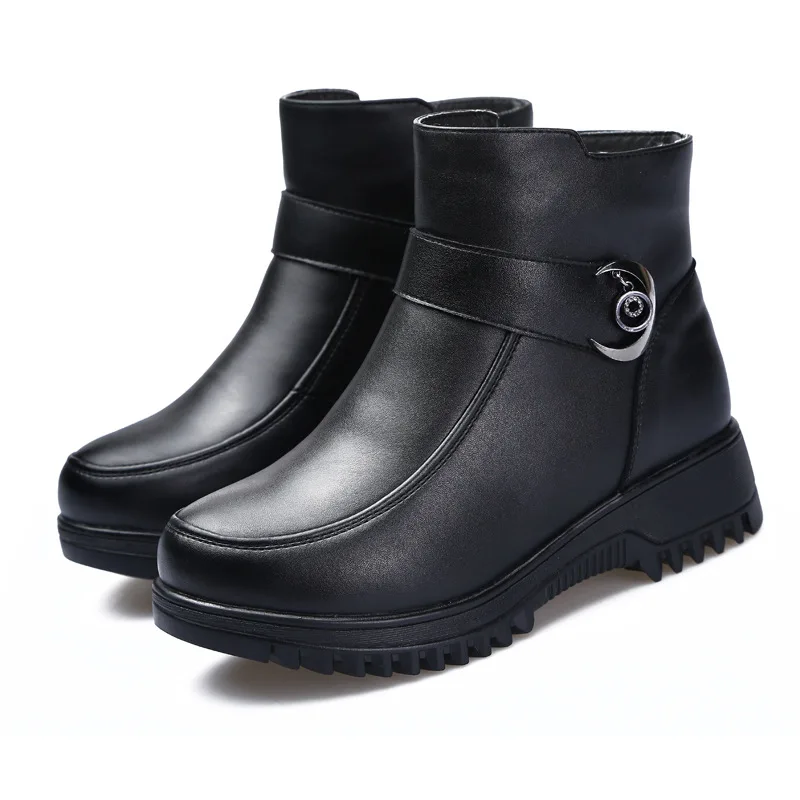 

Autumn Winter Designer Infront Zipper Ankle Boots For Women Fashion Buckle Strap Platform Square High Heels Women Boots hjn