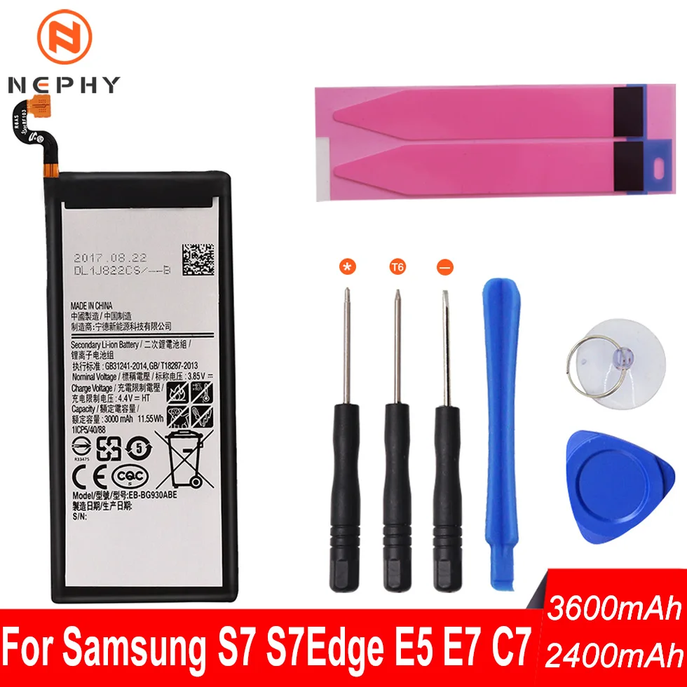 Nephy происхождения Батарея для Samsung Galaxy E5 E7 C7 S7 край SM-E500F E500H E700F E700H G930F G930FD G935F G935FD Duos телефон заменить