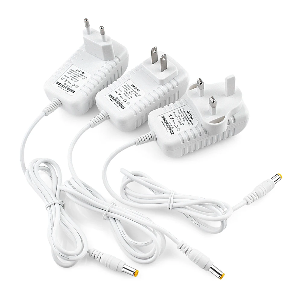 

DC12V 2A Power Supply Adapter Lights Universal Transformer white cover Charger adapter for string LED light strips US EU UK Plug