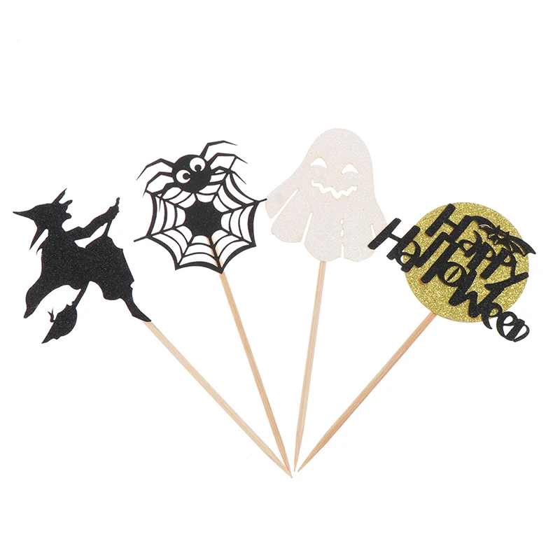 6 шт. Хэллоуин торт топпера кекс сделай сам паук призрак ведьмы флажки для торта |