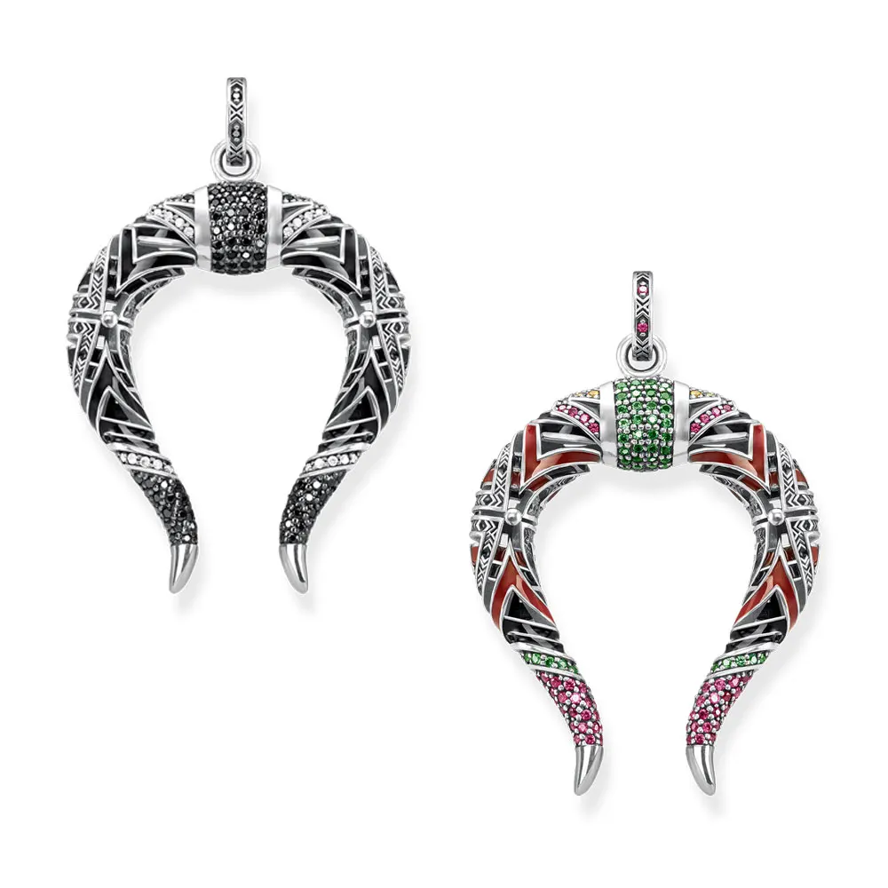 Дракон подвески в виде рога 925 пробы серебро разноцветный кубический цирконий