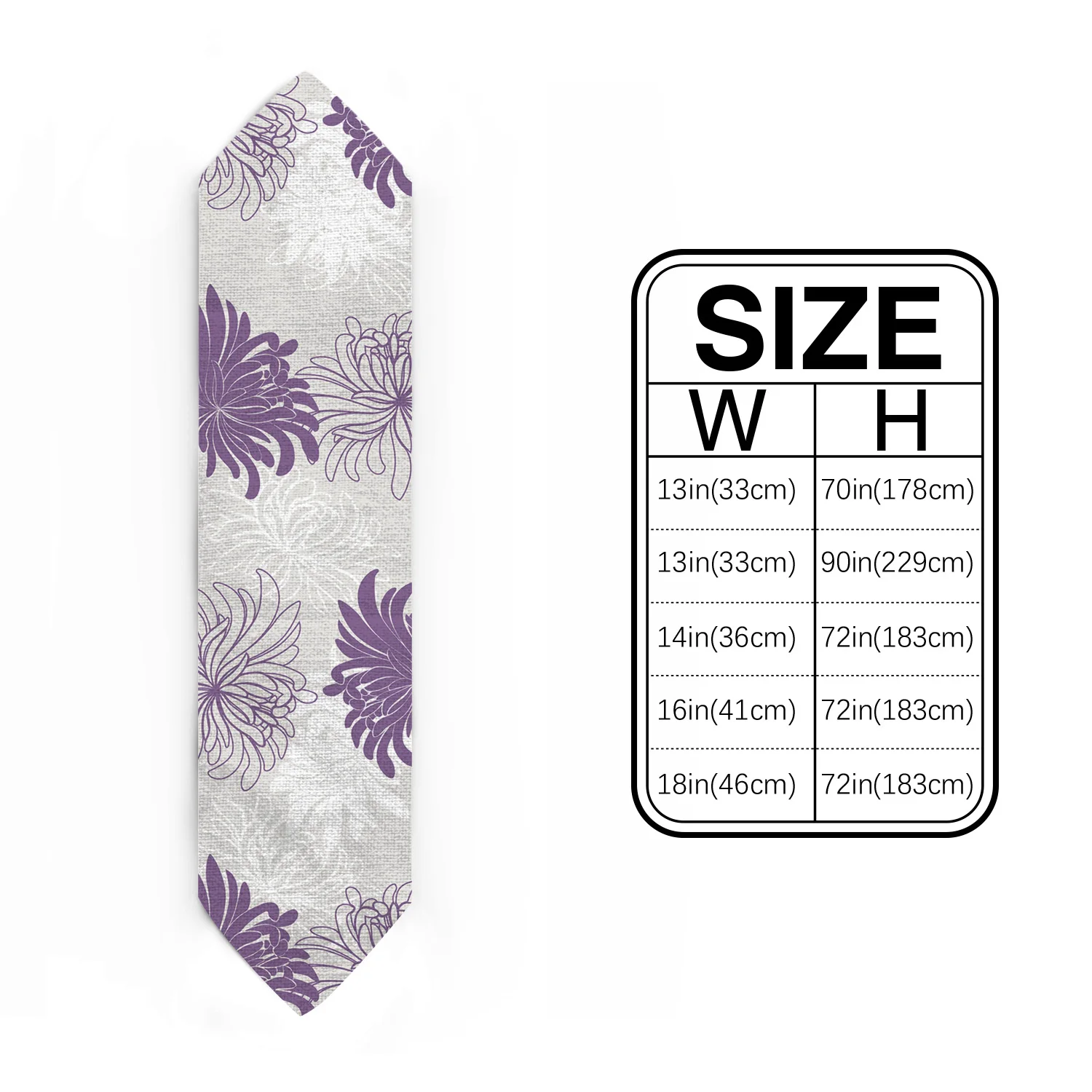 Фиолетовая белая скатерть с хризантемами настольная дорожка флагом украшения