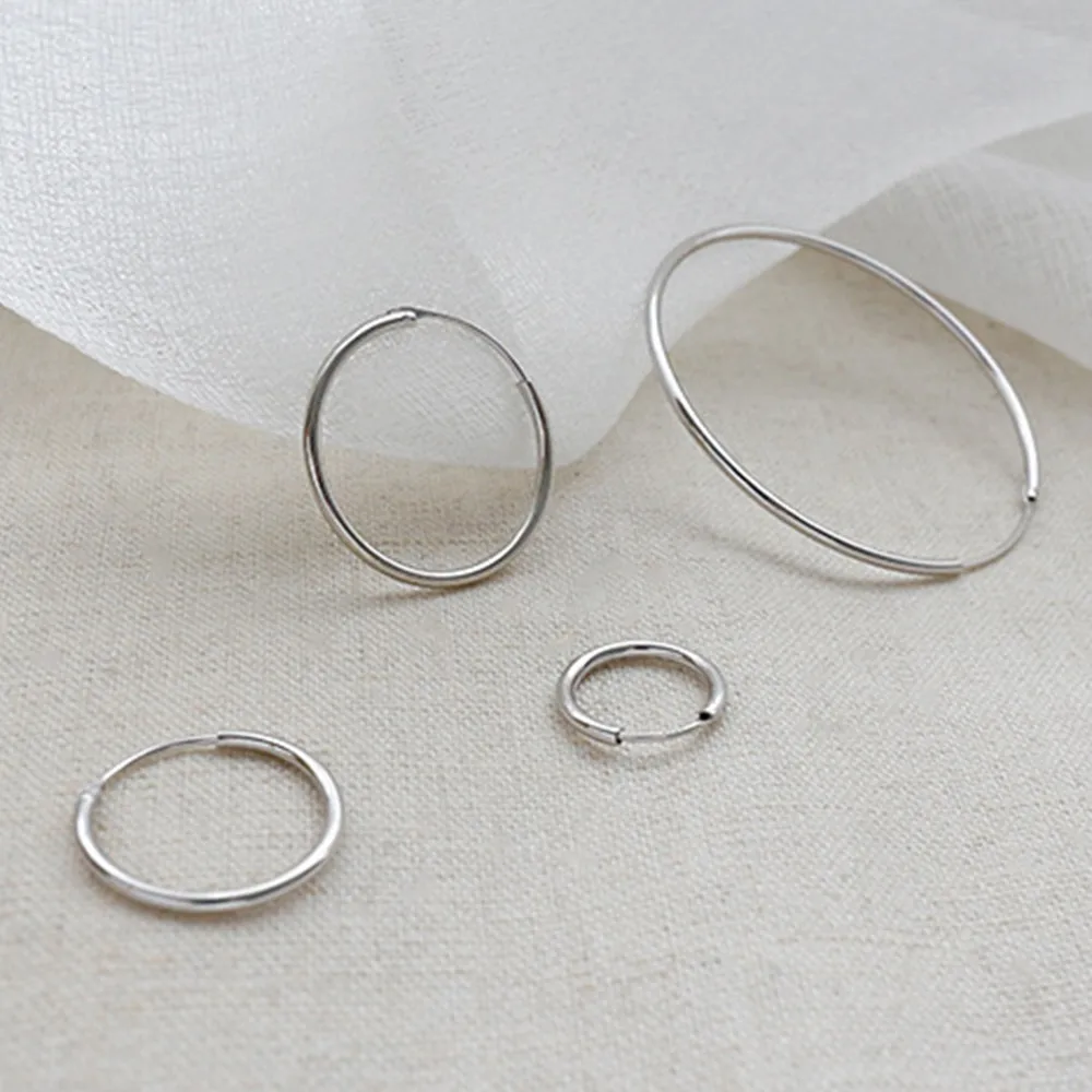 S925 Серебряные серьги размер круглые Простые Модные очаровательные серебряные