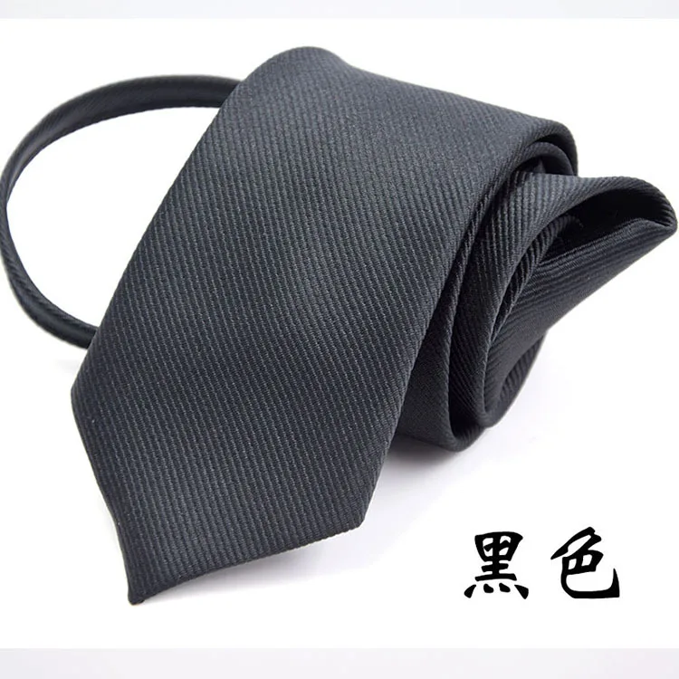 5 см ширина модные однотонные полосатые обтягивающие мужские детские галстуки легко положить эластичный галстук на молнии для школы Вечерние - Цвет: Black