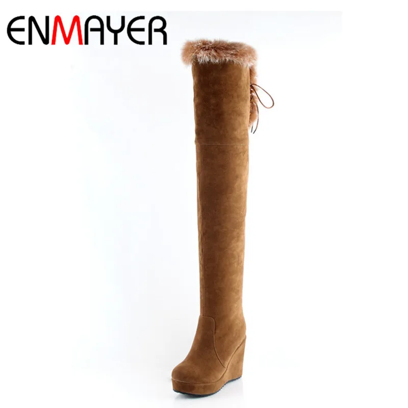 

ENMAYER High Heels Shoes Woman Over-the-knee Boots Black Red Yellow Platform Shoes Womens Winter Boots Platform Shoe