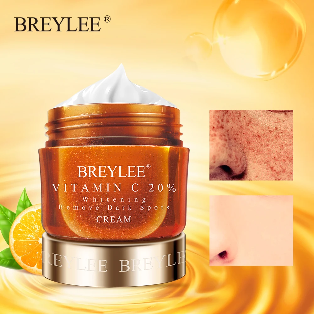 Breylee крем для лица от черных точек отбеливающий крем витамина C 20% VC для лица выцветает веснушки для удаления темных пятен меланин для удаления кожи блестящий крем для ухода за кожей