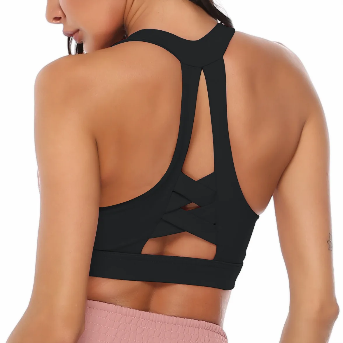 

Backless Bra Criss Cross Top Yoga Wear Sports Uniform Running Top With Cups Seamless Bra Black Bra Womens Plus Size Tops