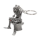 Автомобильные кольца для ключей, брелок для ключей с черепами в туалете, крутой декоративный брелок для сумок, резиновый Мини Автомобильный брелок для ключей, стильный аксессуар для интерьера автомобиля