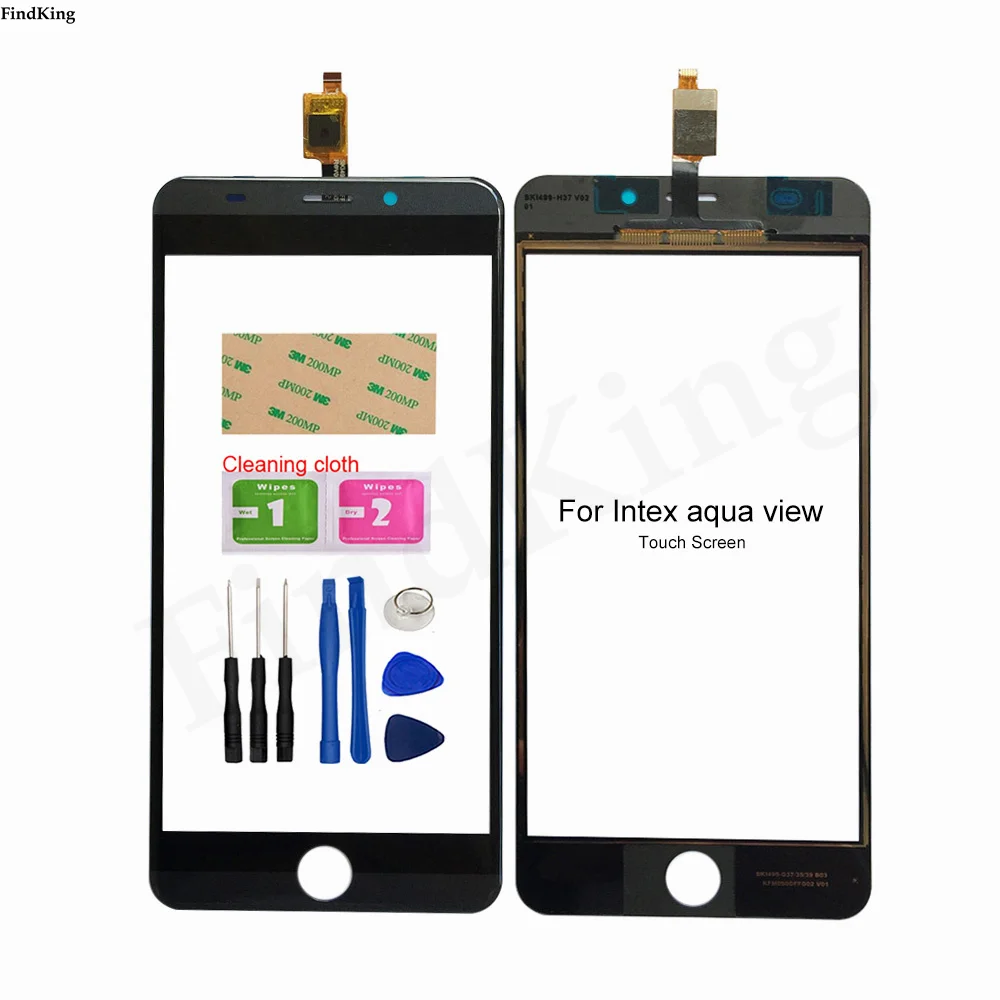 

Mobile 5.0'' Touch Screen For Intex Aqua View Digitizer Panel Front Glass Lens Sensor TouchScreen Tools 3M Glue Wipes