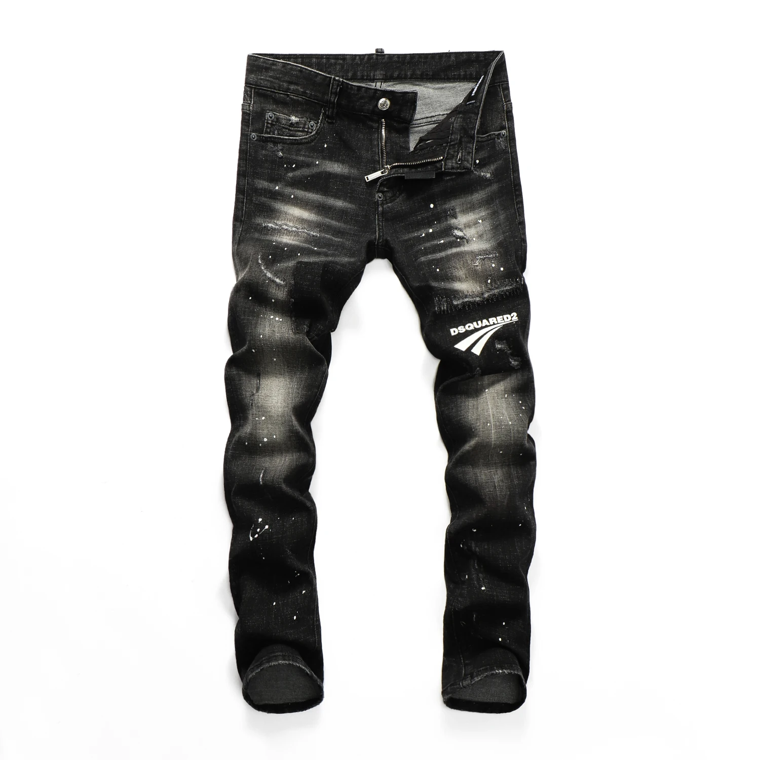 2021Hot Men's pants Dsq ripped patch painted varnished men's   jeans