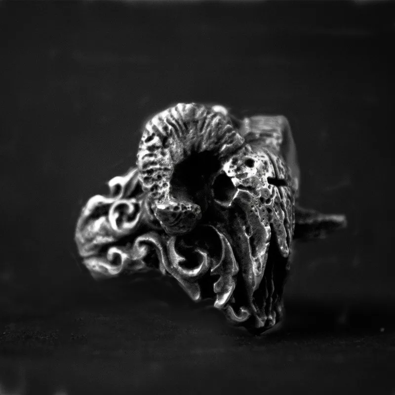 Мужское кольцо FDLK в стиле панк уникальное готическое Сатанинского демона черепа