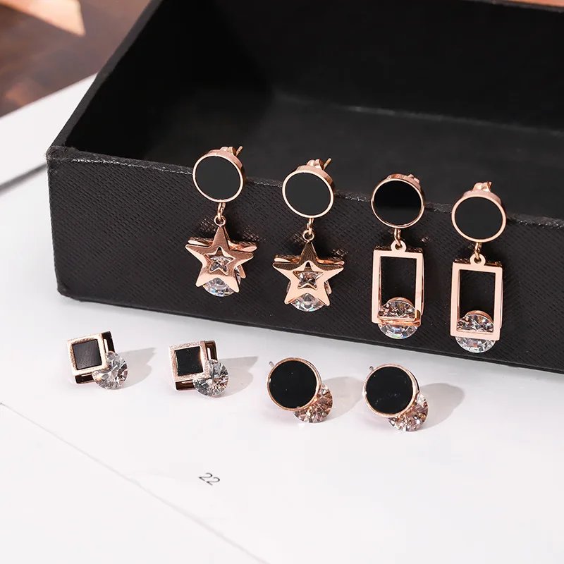 2019 Новые простые геометрические серьги гвоздики из титановой стали для женщин и