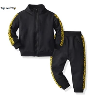 top and top toddler kids boys casual clothes set long sleeve zipper sweatshirttrousers 2pcs girls clothing set sportwear