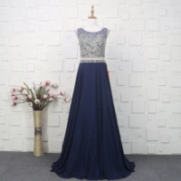 navy evening dresses crystal beads two pieces 2021 a line strapless floor length evening gowns for women