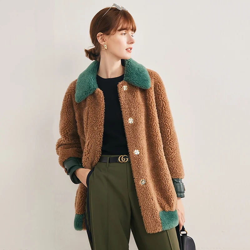 Куртка женская зимняя с овчиной и мехом 2020 шерсть | Женская одежда