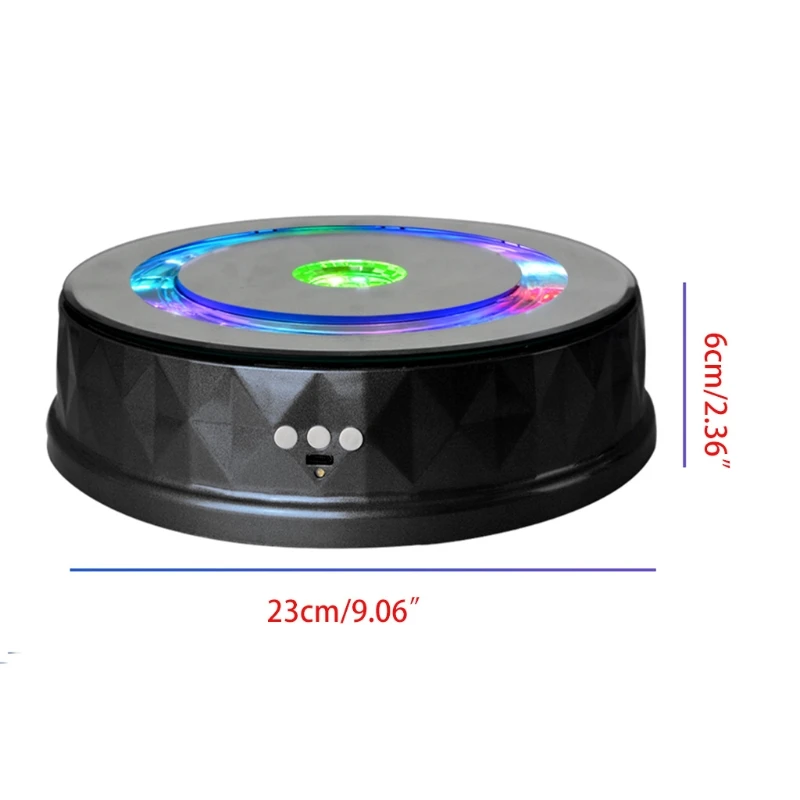 

E7CC Electric Turntable Display Stand Colorful Light 360Rotating Table Watch Jewelry