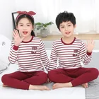 Новинка, весенне-осенние хлопковые Пижамные комплекты для мальчиков и девочек, одежда для маленьких девочек, милая детская пижама с мультяшными животными, Детская Пижама