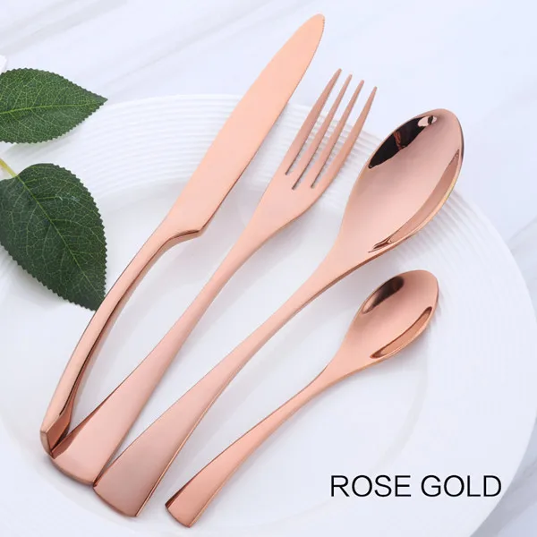 Rose Gold 4pcs 4 шт. фиолетовый набор столовых приборов из нержавеющей стали синий набор посуды нож вилка стол вилка черный набор посуды Прямая поставка - Цвет: Rose Gold 4pcs