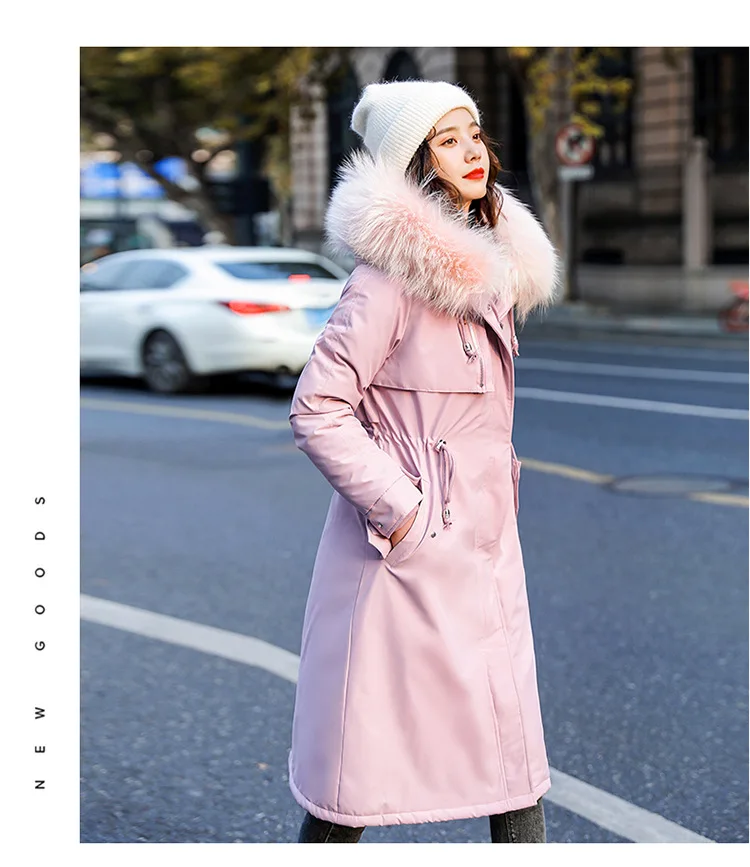 Abrigos Mujer Invierno женские парки с капюшоном, утепленное пуховое хлопковое пальто, женское длинное тонкое зимнее пальто с меховым воротником для женщин