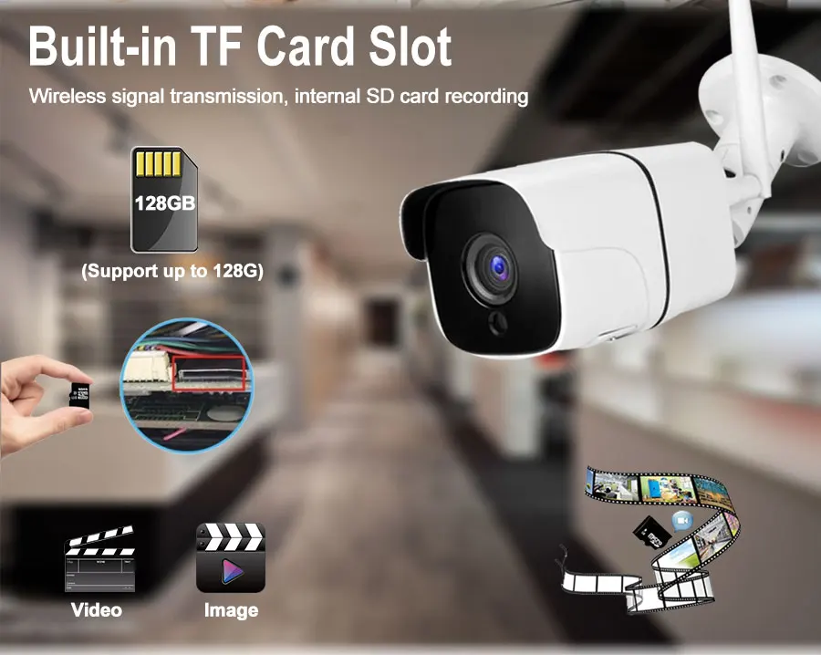 2MP IP66 наружная цилиндрическая камера Camhi Wifi 1080P ONVIF Беспроводная Проводная ip-камера SD 128G максимальная длина 3 м шнур питания аудио мониторинг