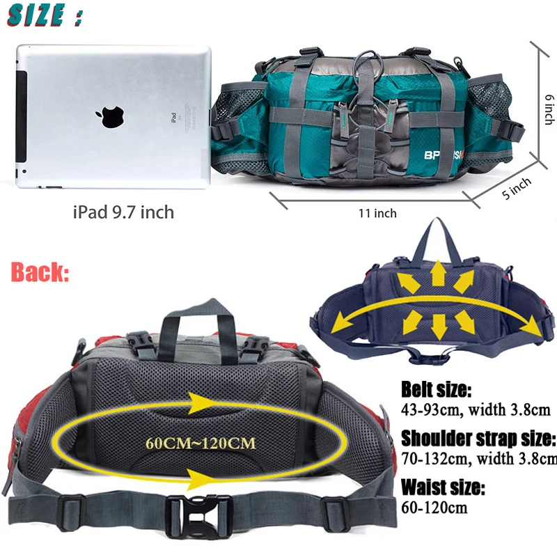 Satılık Açık Spor Bel çantaları Yürüyüş Bisiklet Tırmanma Sırt çantası Bisiklet Paketi Su şişesi 800D Su Geçirmez Naylon Dağ Paketi