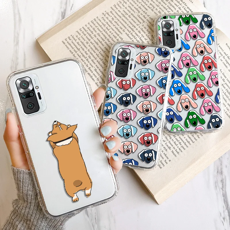 

Transparent Shockproof Silicone Phone Case for Xiaomi Redmi Note 10 9 Pro Max 8 8T 7 Fundas Note 9S 10S Dog Cartoon Clean Cover