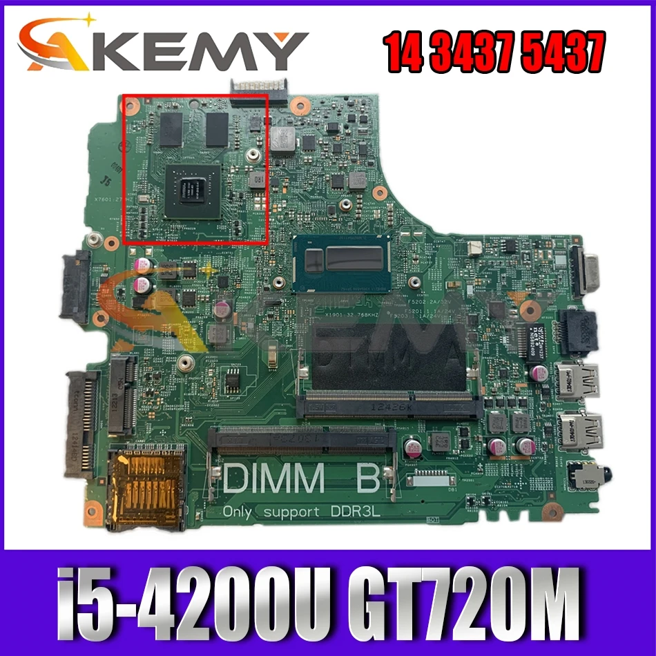 

VF0MH 12314-1 MB For DELL Inspiron 14 3437 5437 Laptop Motherboard CN-0YFVC4 0YFVC4 With i5-4200U GT720M 100% Fully Tested