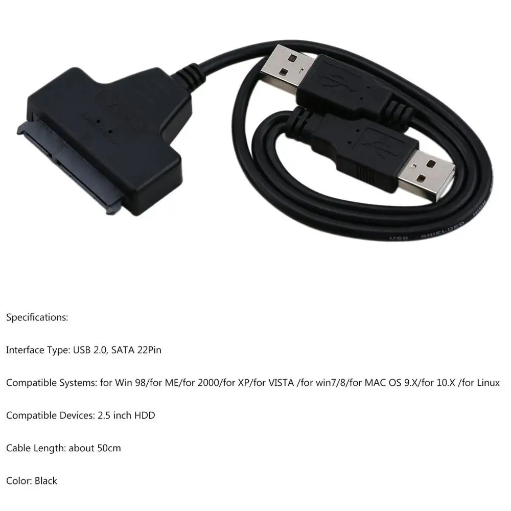 USB2.0 к SATA 22Pin кабель-адаптер для 2 5 &quotHDD кабель жесткого диска жесткий диск