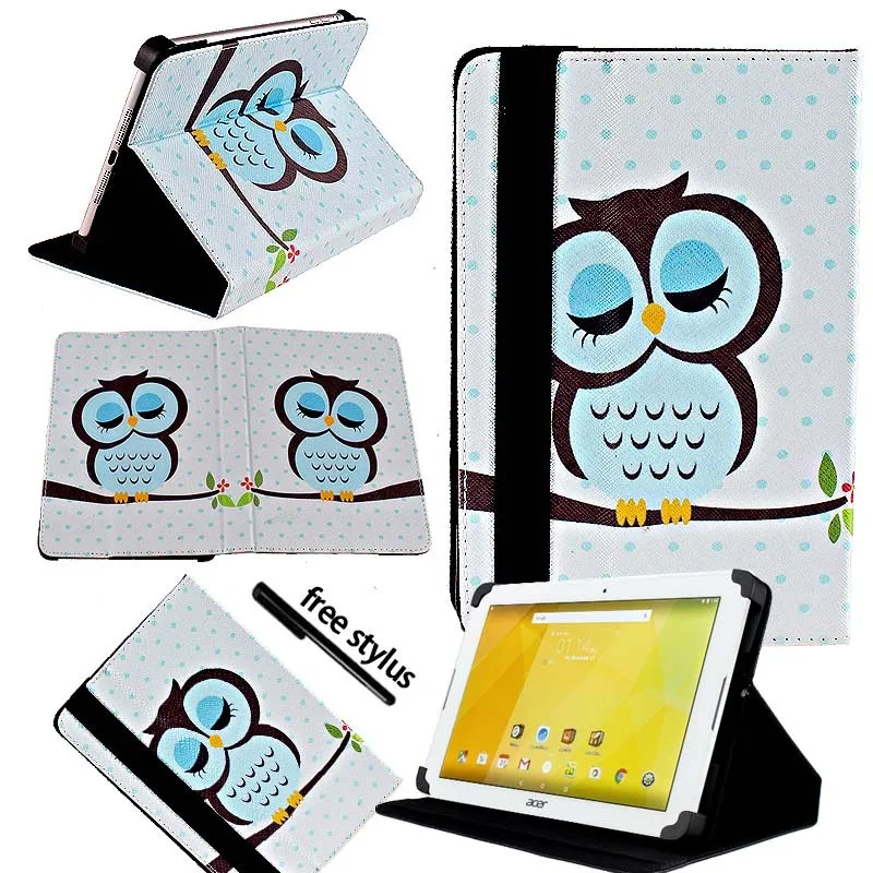 Sleeping Owl KK&LL для acer Iconia One 10 B3-10 B3-A20 A30 A40 A40FHD A50 A50FHD-кожаный чехол-подставка для планшета+ Бесплатный стилус - Цвет: Sleeping Owl