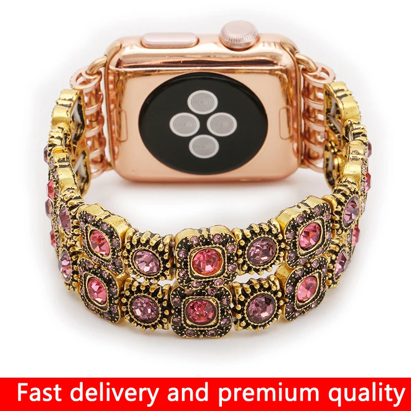 

Vintage Gemstone Band for Apple Watch 6 SE 5 4 40mm 44mm IWatch Series 4/5/6/SE Jewelry Bracelet for Apple Watch Band 42mm 38mm