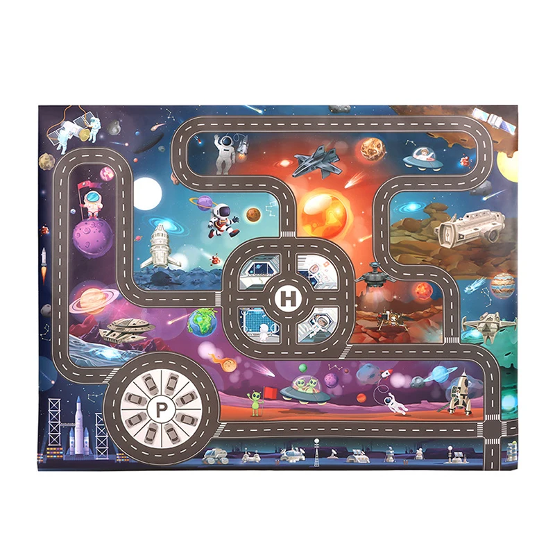 

Waterproof Cartoon Pattern Mat Kids Space Map Toy Kids Play Mat Children Traffic Game Pad Indoor Toys Carpet Interactive Pad Toy