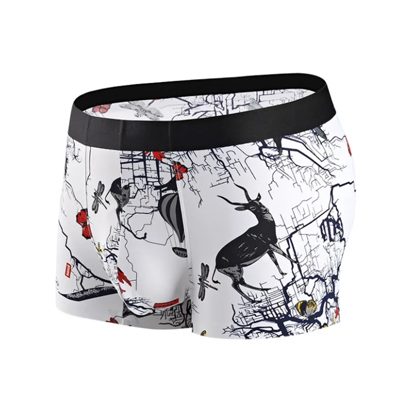 6 pcs/set Science Dyeing Men's Printing Underpants Thin and Touch Skin Free Breathing Underwear Boxer Shorts