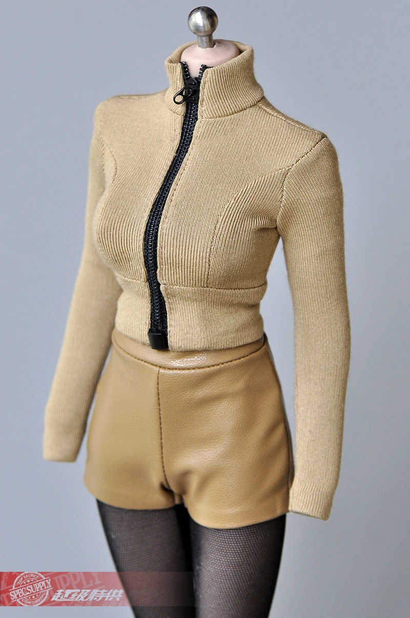 

1:6 Female Soldier Model Accessories 12 Inch Movable Doll Plastic Body High Waist Stretch Leather Shorts