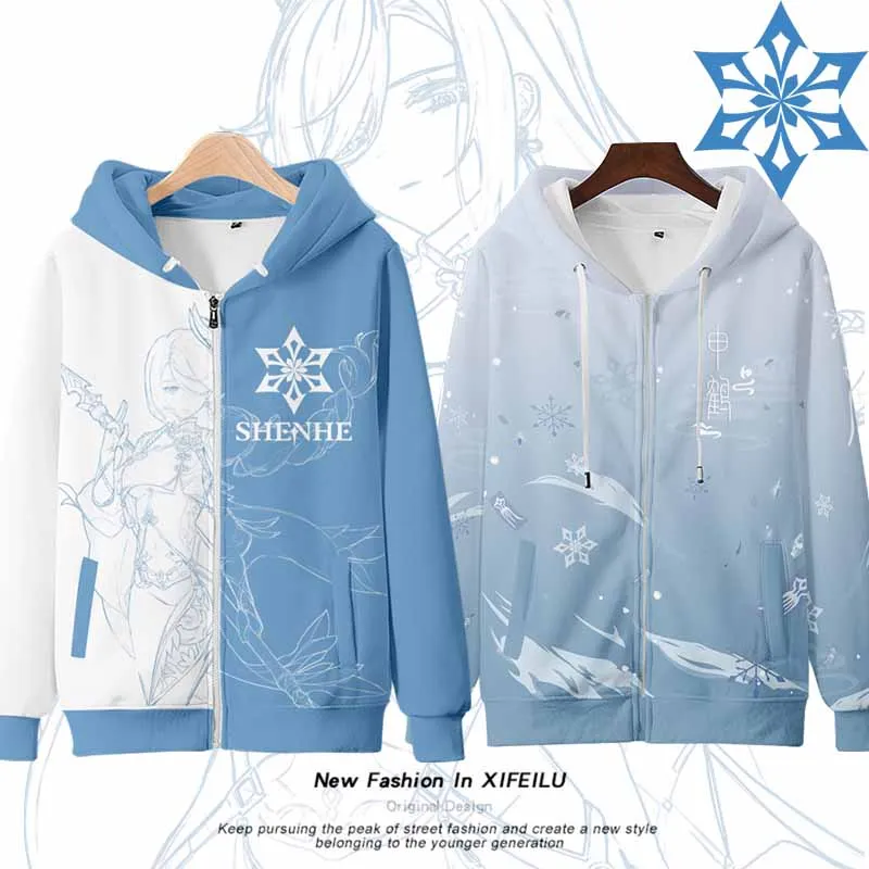 

Anime Game Genshin Impact Shenhe Hooded Hoodie Sweatshirt Coat Cosplay Costume Loose Student Spring Autumn Jacket Tops
