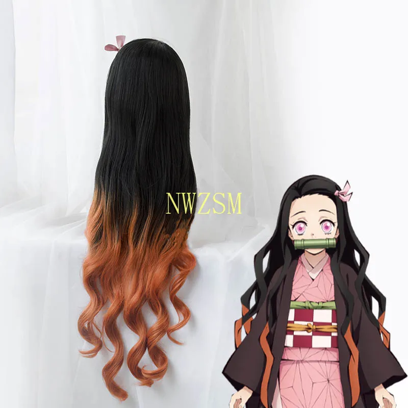 Дети парик для взрослых Косплэй Nezuko Tanjirou камадо парики демон убийца Kimetsu без Yaiba