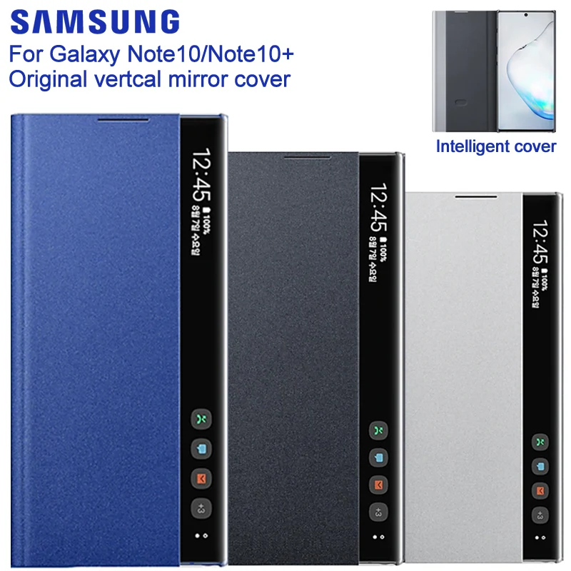 Samsung-funda de tel&eacute;fono Original con tapa para Galaxy Note 10, Note 10 Plus, 5G, Note 10 +, funda protectora con espejo-0