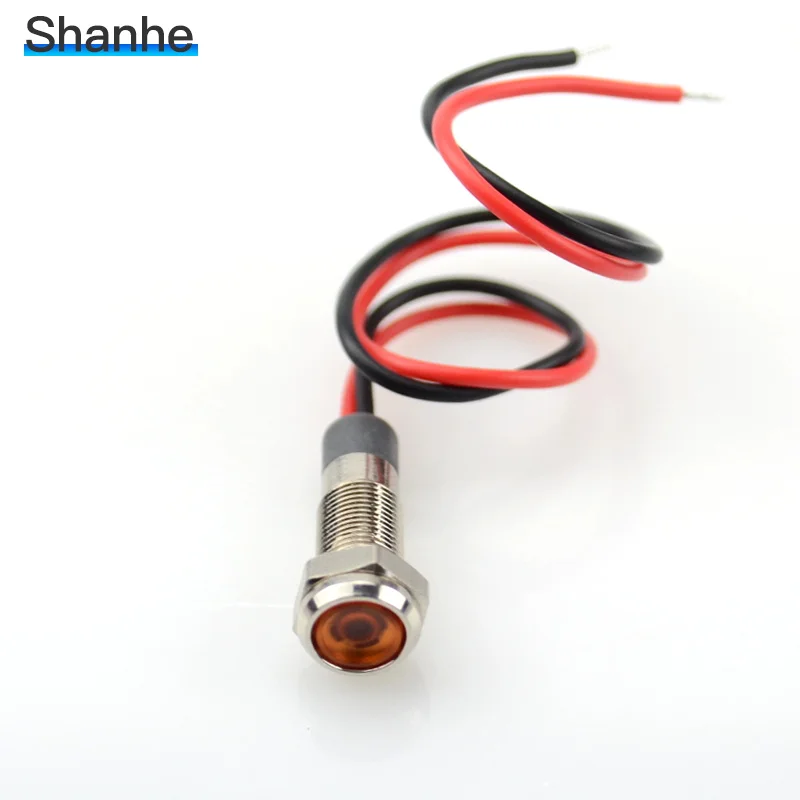 12V-24v Orange IP67 Водонепроницаемый светодиодный Предупреждение ющий индикатор светильник 6 мм пилот, сигнальный огонь 3V 5V 6V 12V 24V 220v красный желтый синий зеленый белый - Цвет: 12V-24v Orange