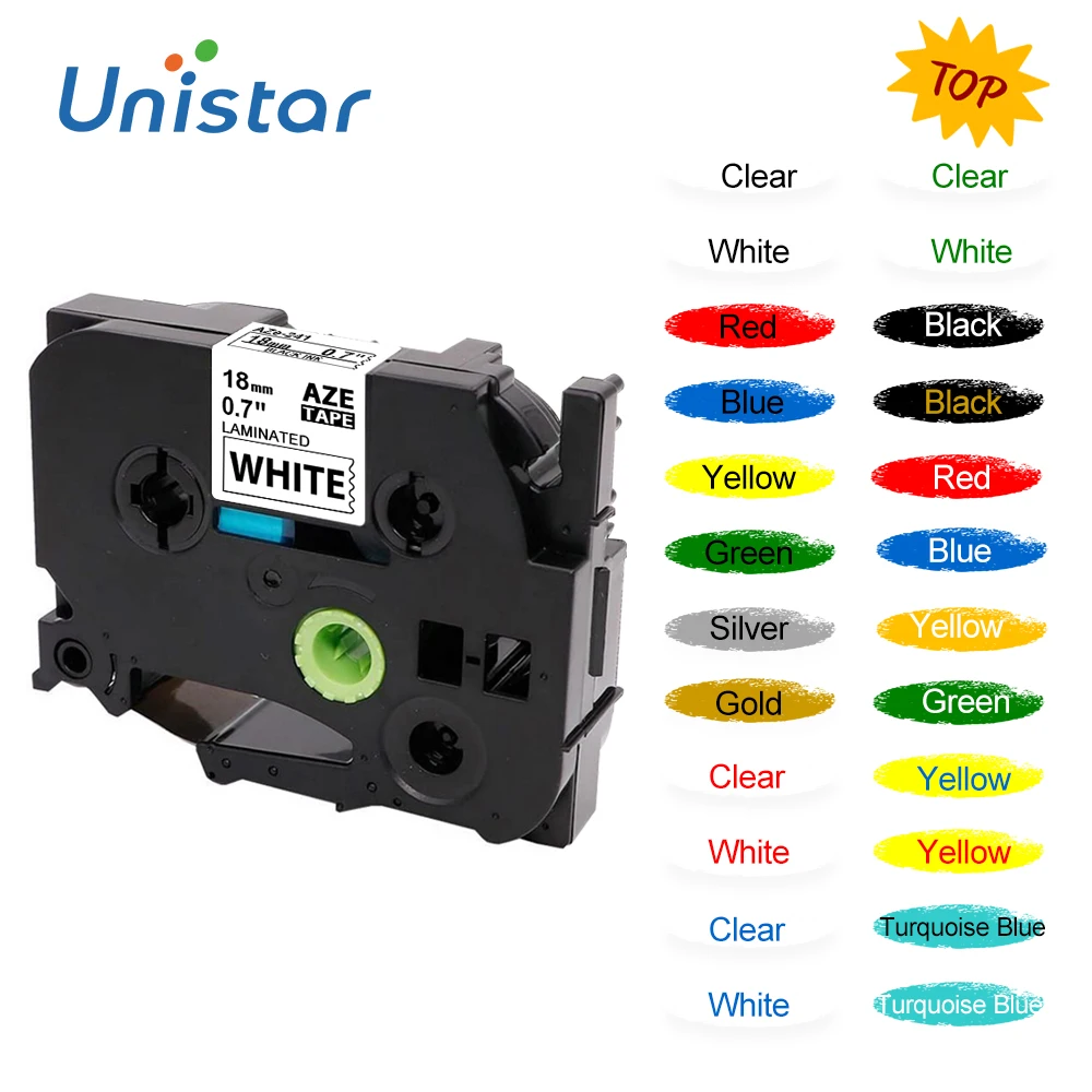 Устройство для изготовления этикеток Unistar TZe-241 18 мм совместимо с Brother лента PT300