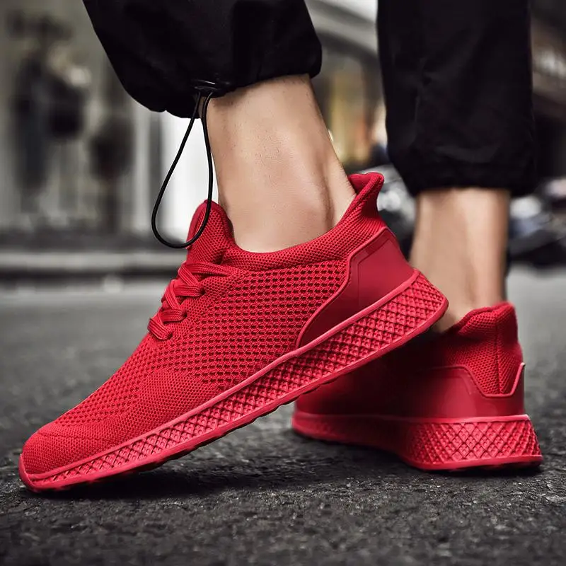 

Men Running Shoes Breathable Male Comfortable Mesh Lace-up Sport Shoes Trend Lightweight Flexible Soft Outdoor Walking Sneakers