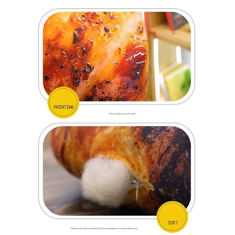

3D Simulation Fried Chicken Leg Pillow & Home Decorative Food Cushion & Vivid Plush Stuffed Toy 21.65Inch