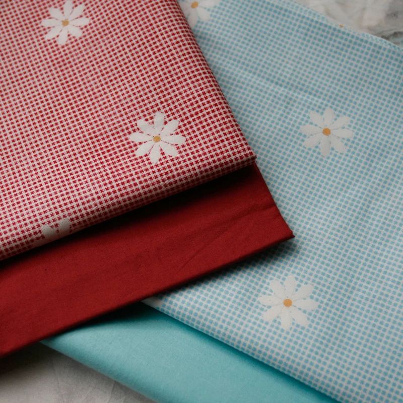 Хлопчатобумажная эластичная ткань маленькая Цветочная Маргаритка синяя блузка