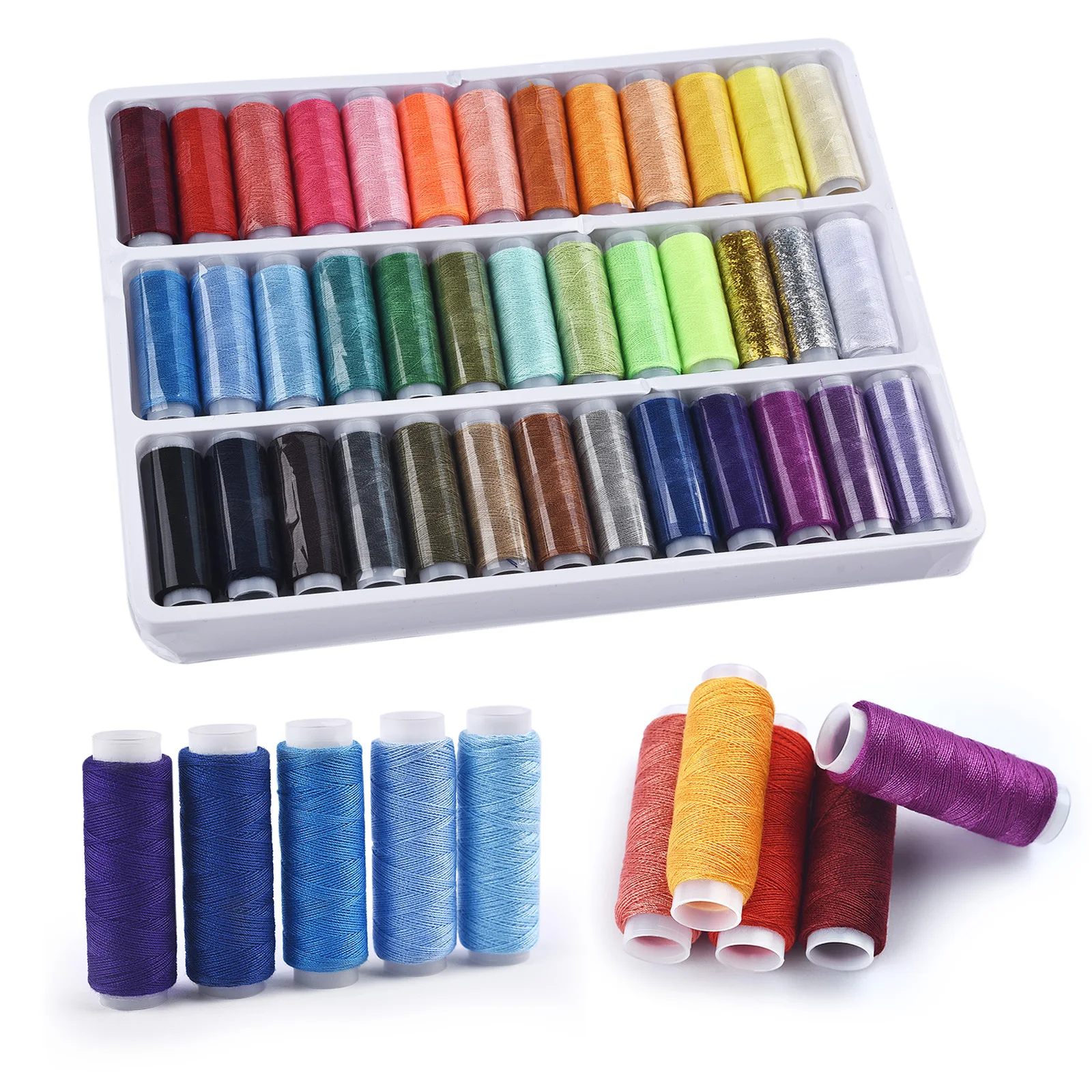 

39 Colors 100% Polyester Yarn Sewing Thread Roll Machine Hand Embroidery 200 Yard Each Spool Durable For Home Sewing Kit