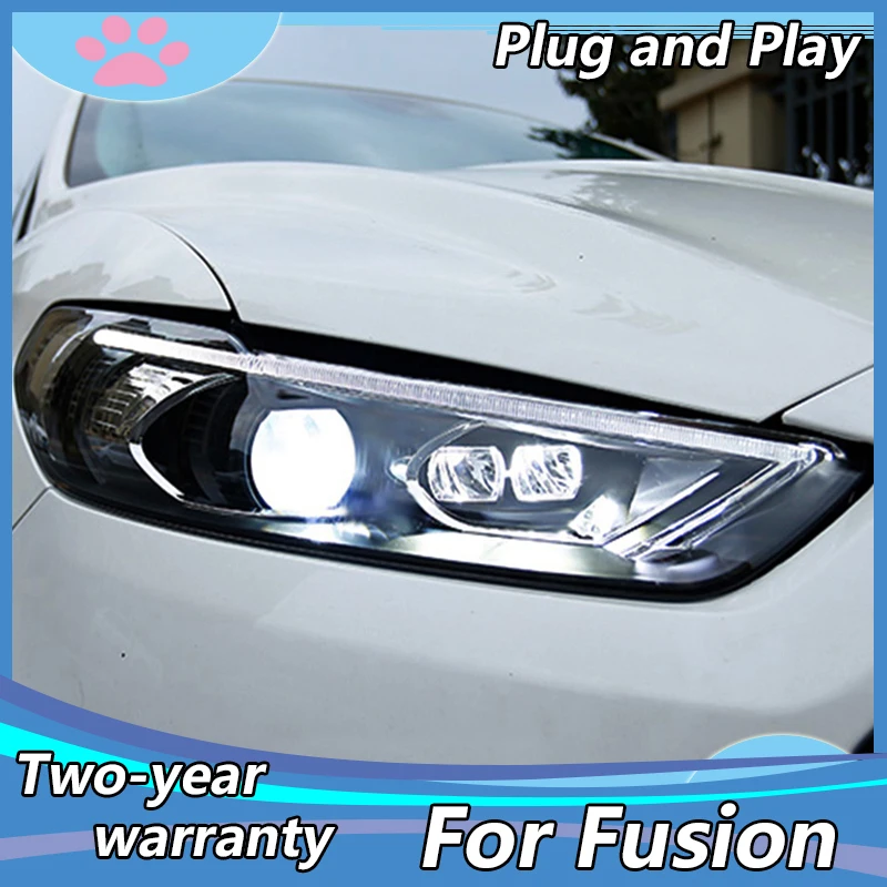Тюнинг автомобильных фар для Ford Mondeo Fusion 2013 2016 светодиодные фары DRL ходовые огни Bi