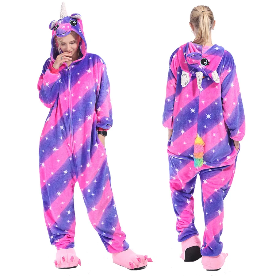 Зимние пижамы-кигуруми в виде единорога для девочек и мальчиков комбинезоны