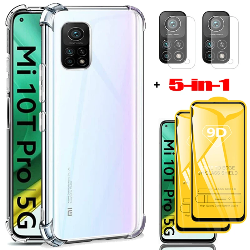 

5-in-1, glass + case for mi 10t pro redmi note 9pro soft clear anti-shock cover mi 10t lite tempered glass redmi note 9s xiomi mi 10t phone cases redmi 9s xiaomi note9 s glass case mi10t lite xaomi 10 t pro case