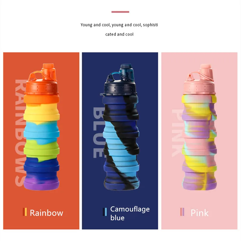 500 мл портативная складная бутылка для воды силиконовая Выдвижная чашка с